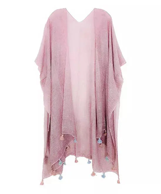 Stonewash Kimono with Handcrafted Tassels Kimono JC Sunny Fashion
