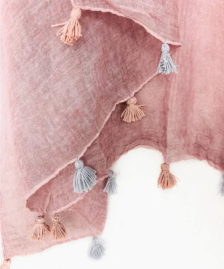 Stonewash Kimono with Handcrafted Tassels Kimono JC Sunny Fashion