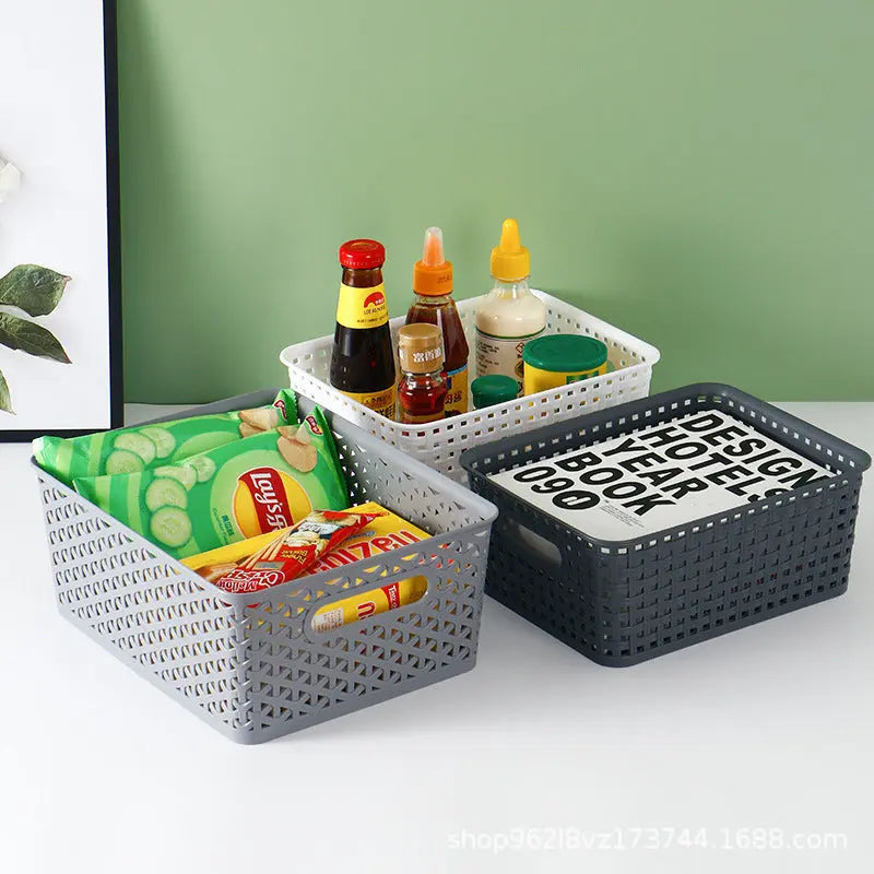 Storage Basket Simple Office Supplies Plastic Storage Basket Desktop Sundries Storage Frame Living Room Study Snack Organize Basket GreatEagleInc