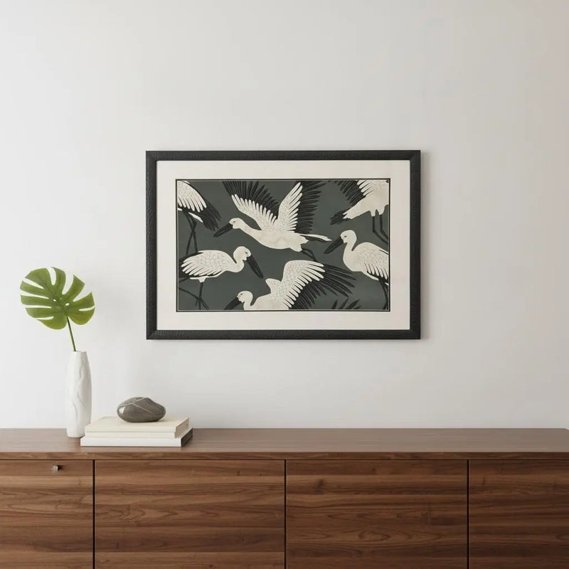 Stork Storm - Soar Black Framed Wall Art Homeroots Home Decor