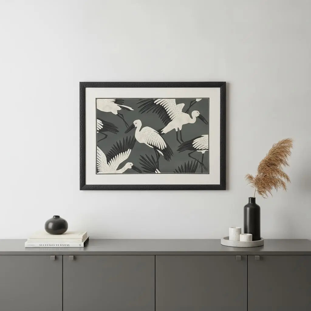 Stork Storm - Swoop Black Framed Wall Art Homeroots Home Decor