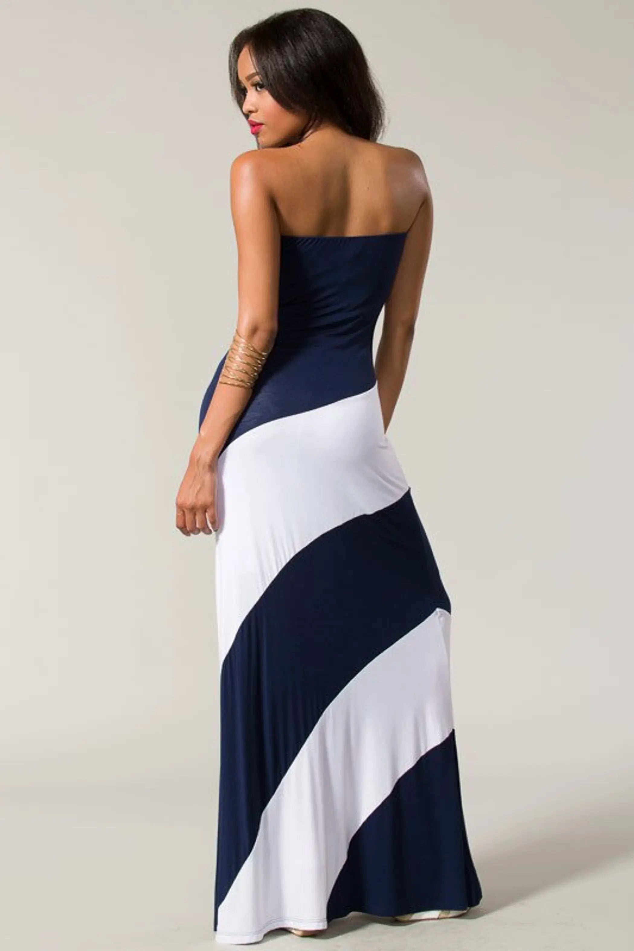 Strapless Color Block Maxi Dress SurelyMine
