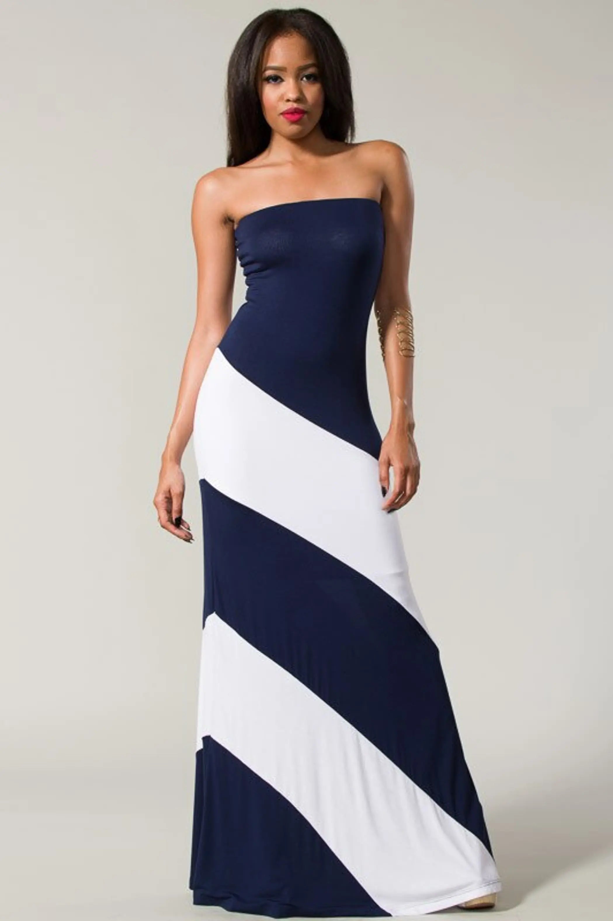 Strapless Color Block Maxi Dress SurelyMine
