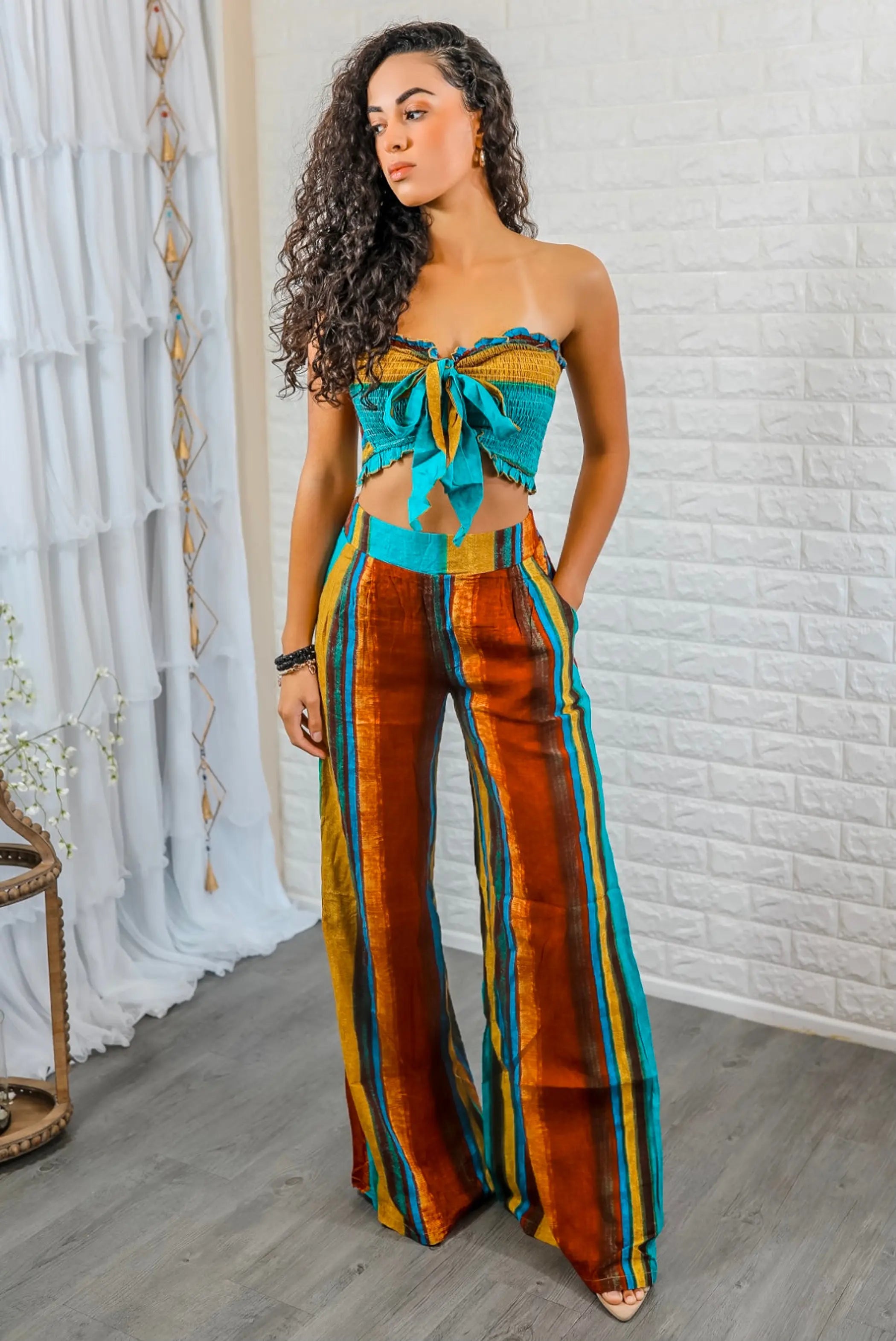 Stripe a Pause Multi Color Pant and Top Set SurelyMine