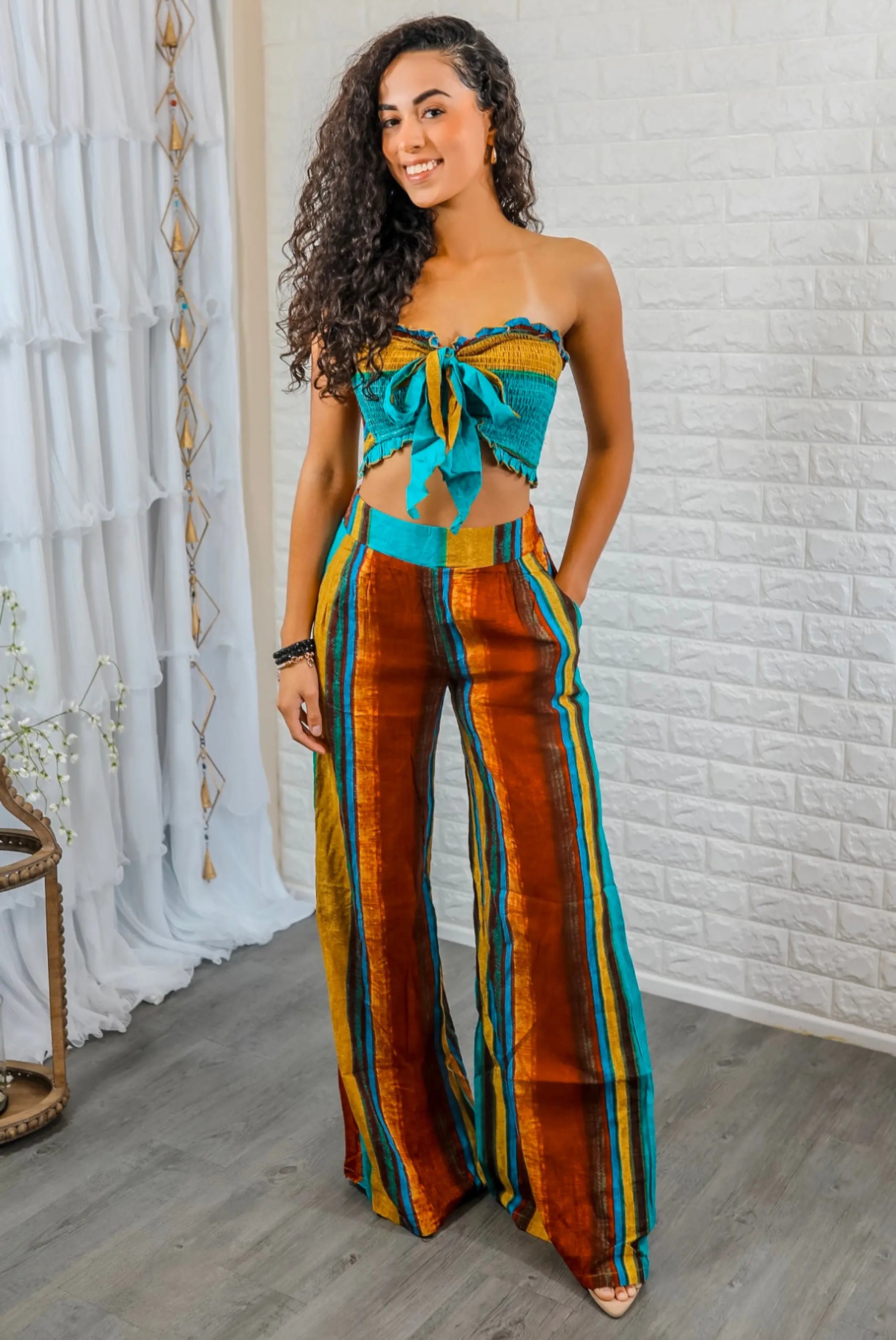 Stripe a Pause Multi Color Pant and Top Set SurelyMine