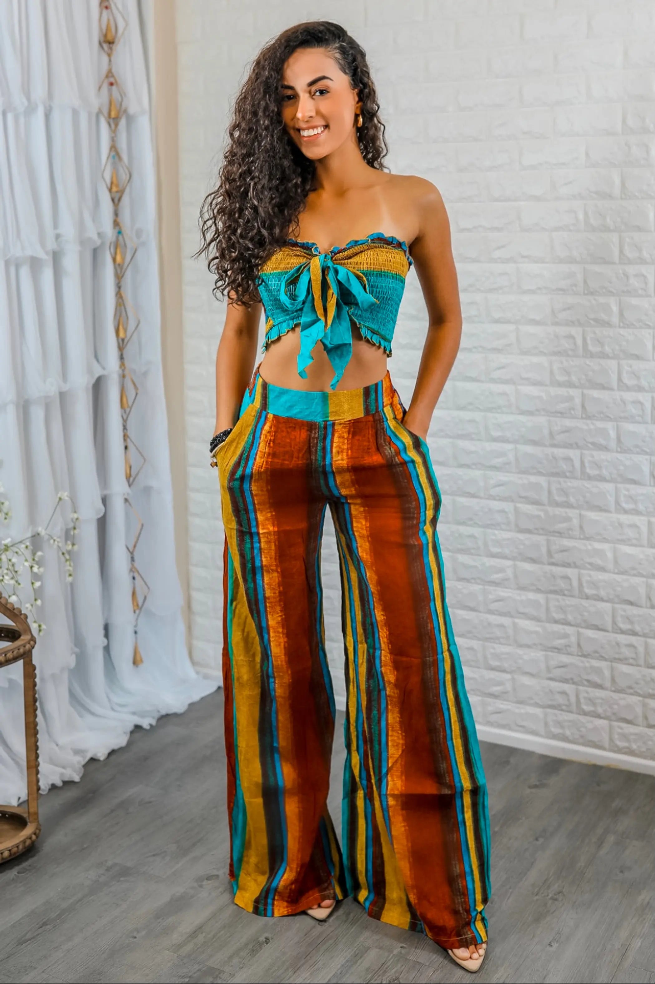 Stripe a Pause Multi Color Pant and Top Set SurelyMine