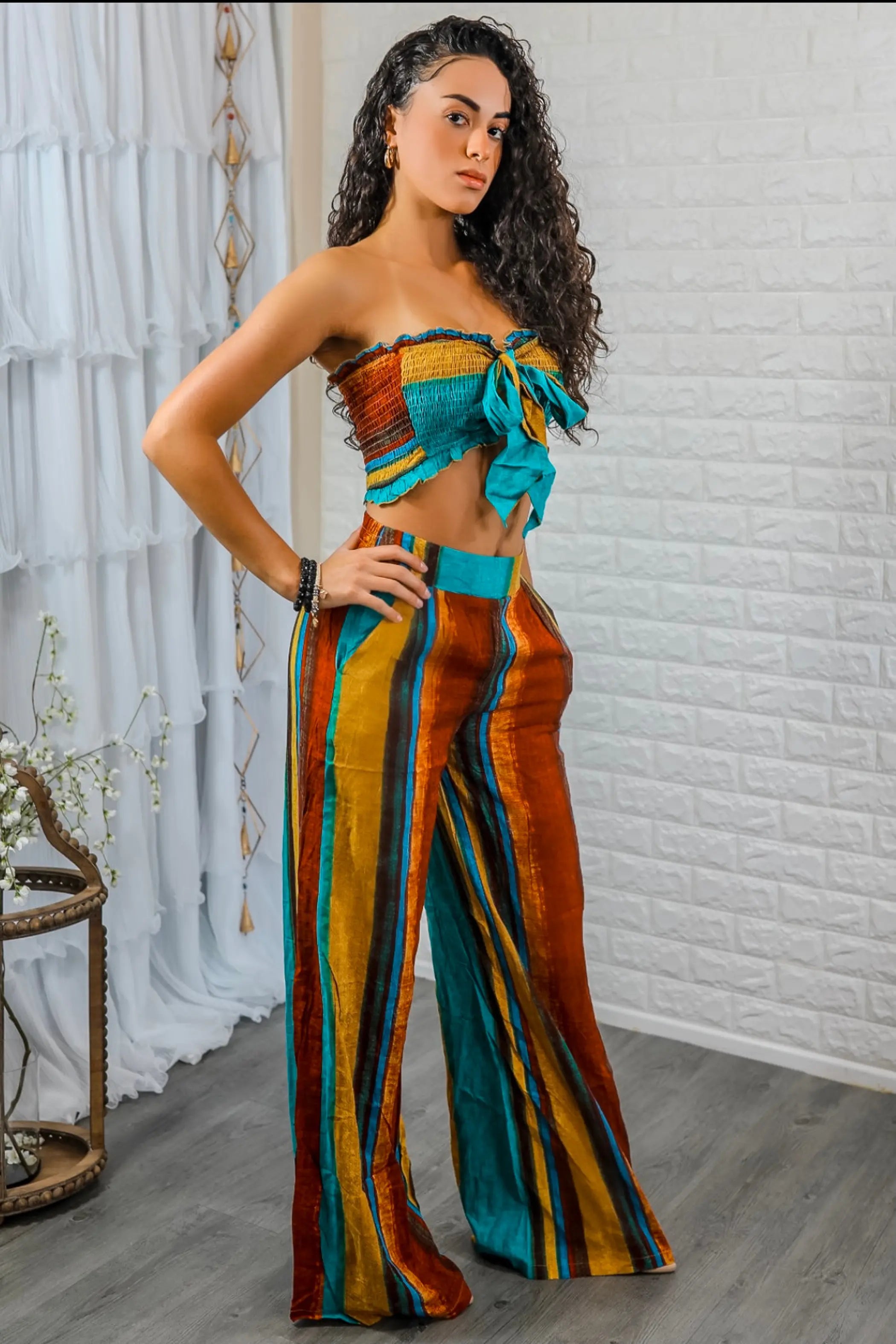 Stripe a Pause Multi Color Pant and Top Set SurelyMine