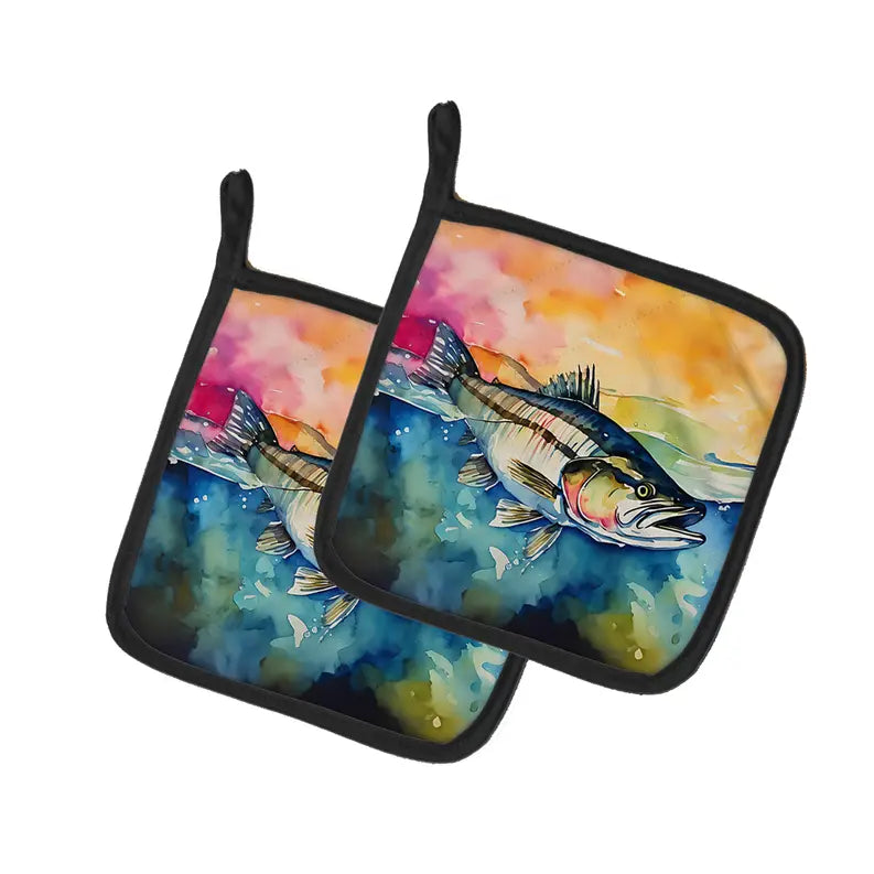 Striped Bass Pair of Pot Holders Caroline's Treasures