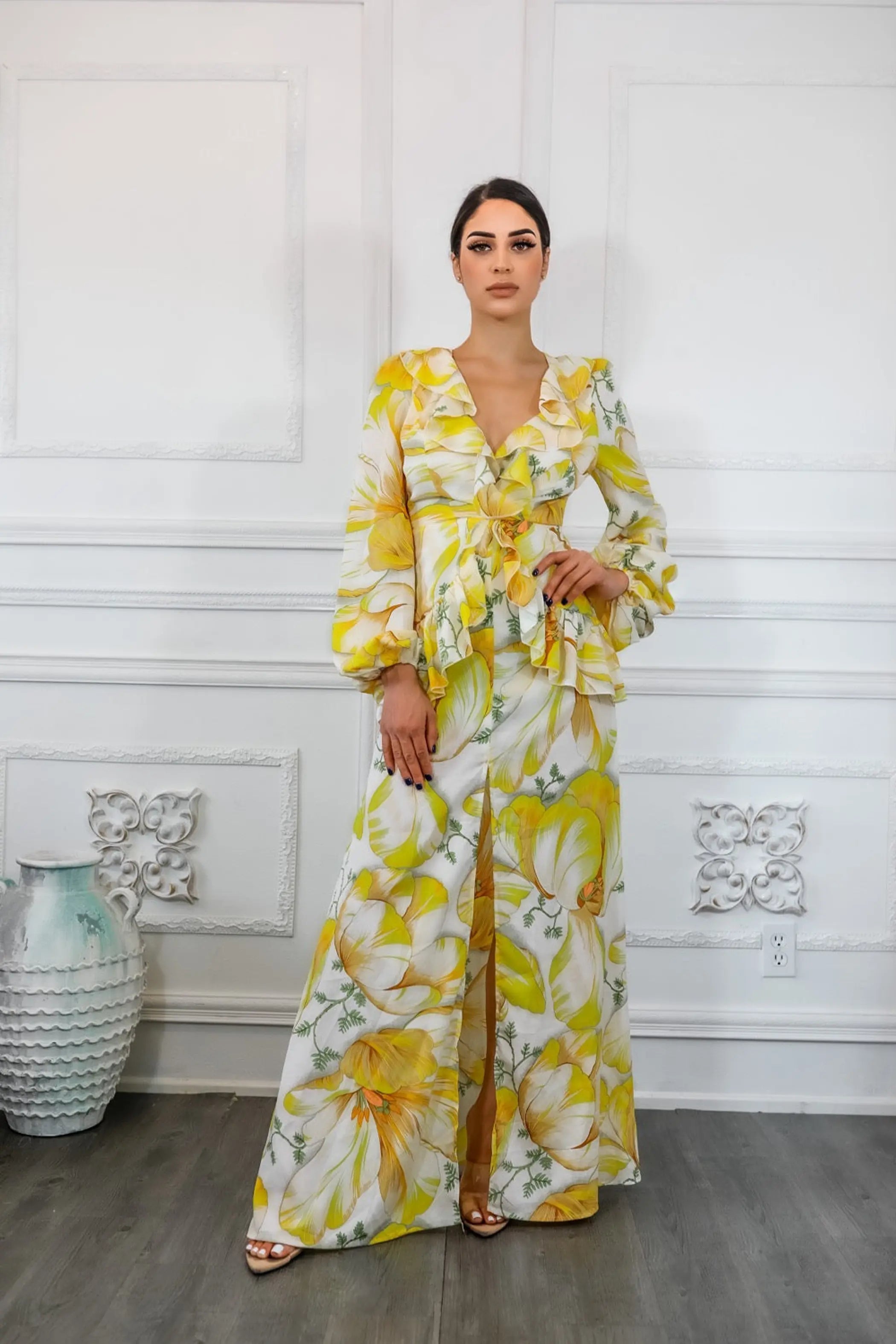 Stunning Ruffle Floral Maxi Dress SurelyMine