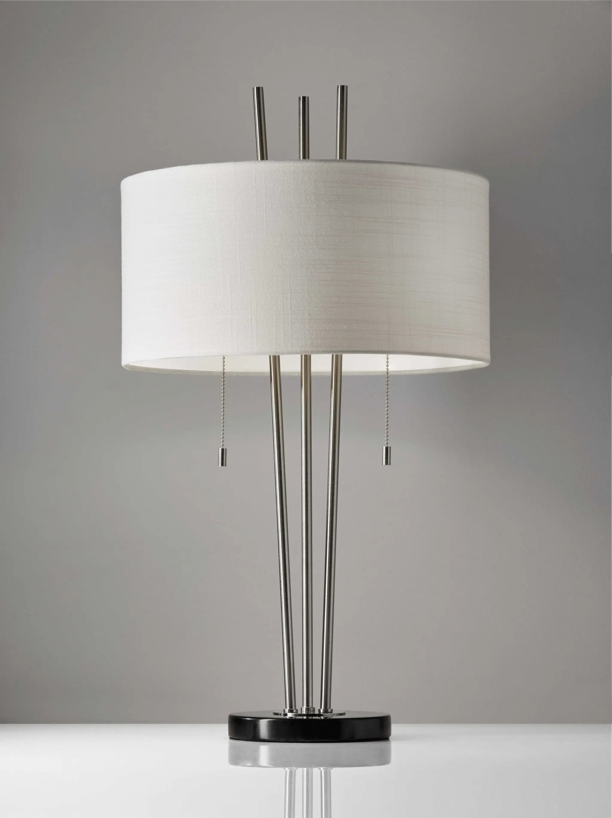 Stylish Triple Pole Brushed Steel Metal Table Lamp Homeroots Lighting