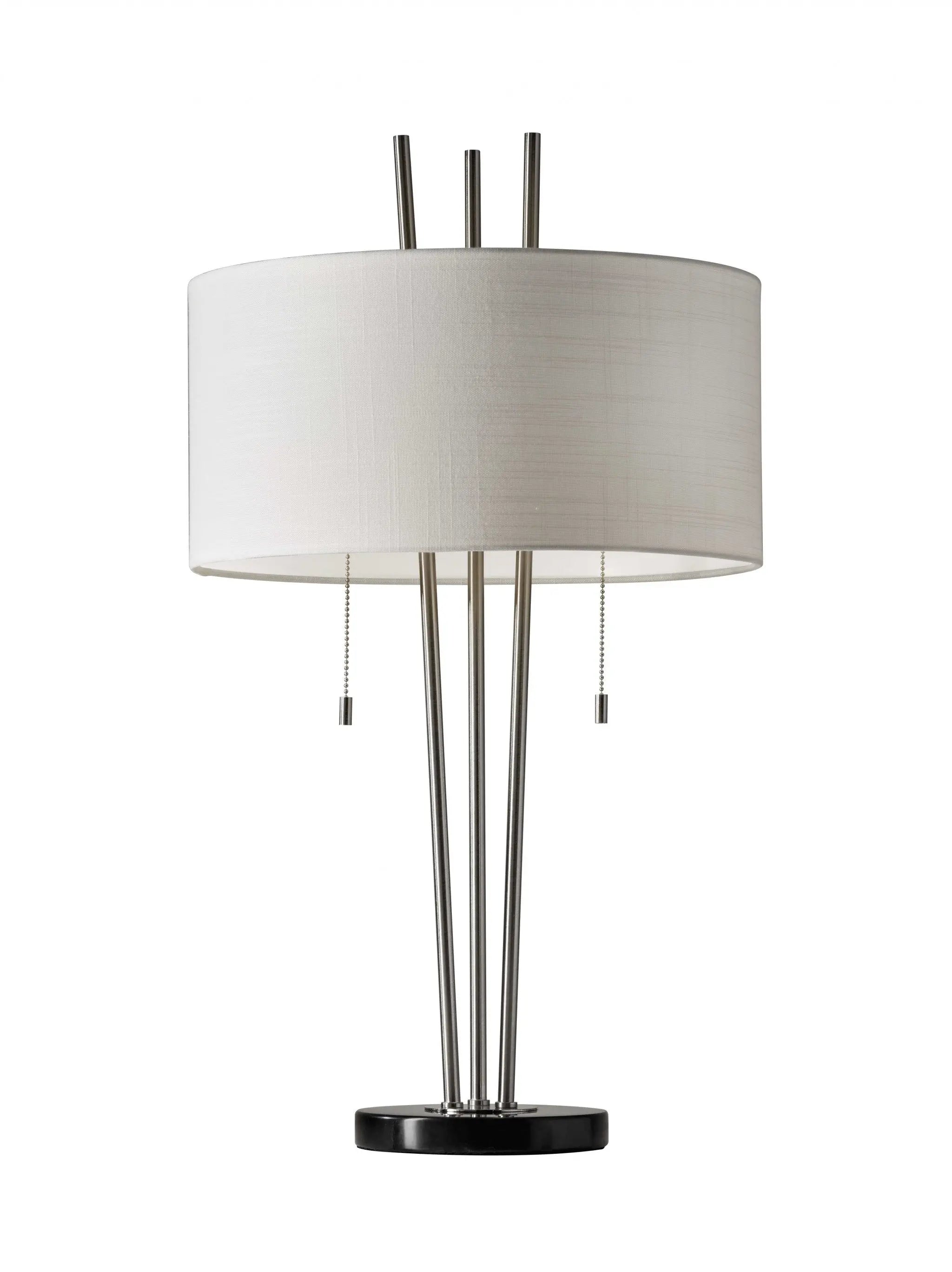 Stylish Triple Pole Brushed Steel Metal Table Lamp Homeroots Lighting