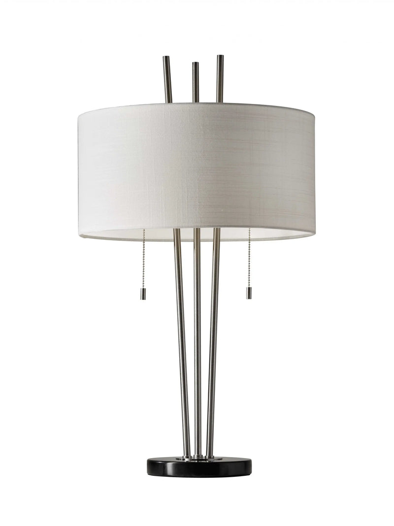 Stylish Triple Pole Brushed Steel Metal Table Lamp Homeroots Lighting
