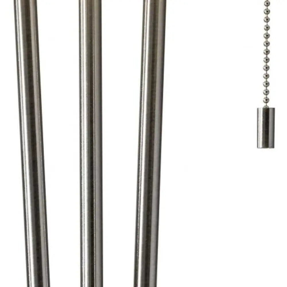 Stylish Triple Pole Brushed Steel Metal Table Lamp Homeroots Lighting