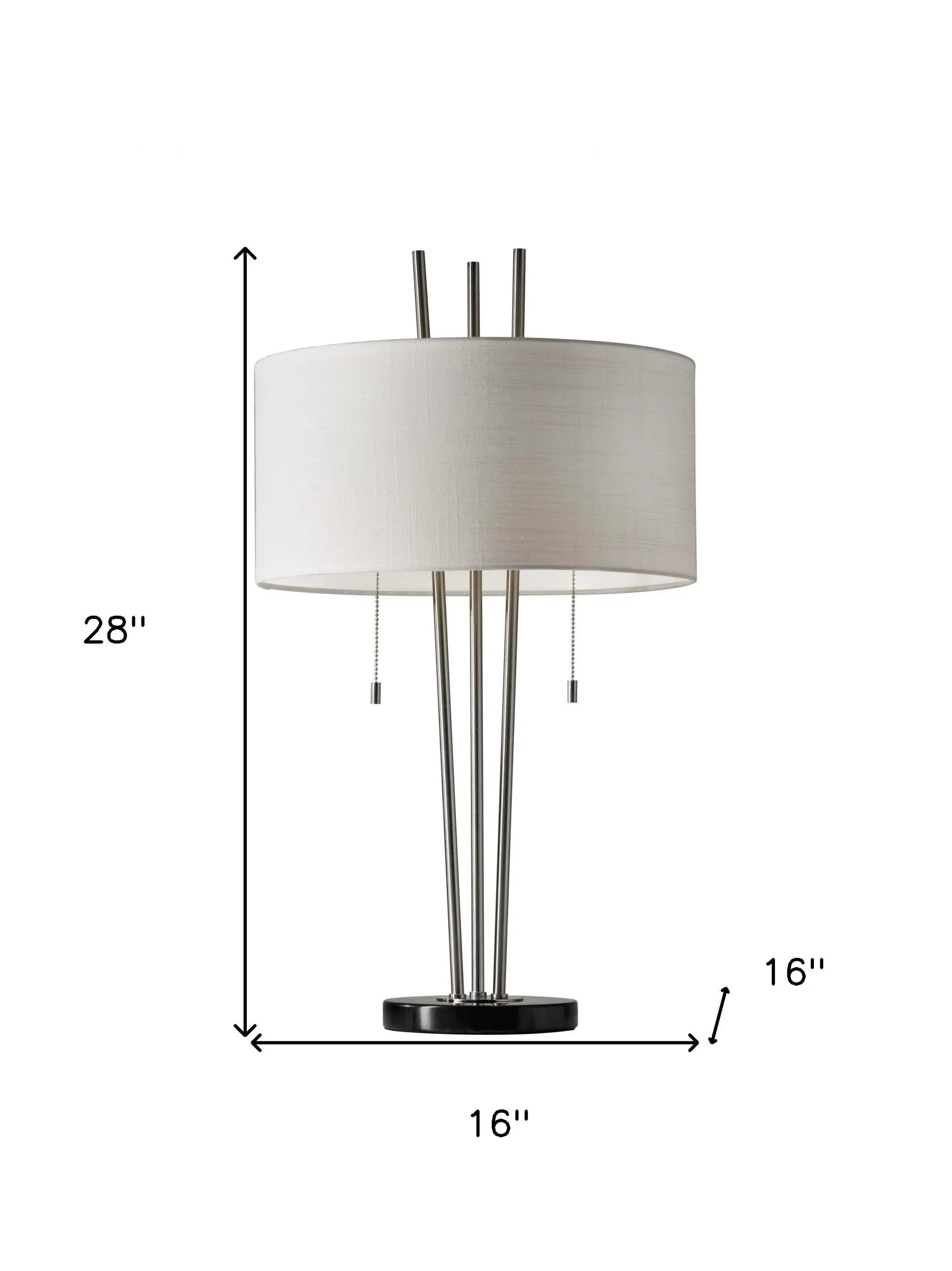 Stylish Triple Pole Brushed Steel Metal Table Lamp Homeroots Lighting