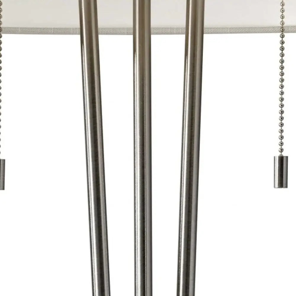 Stylish Triple Pole Brushed Steel Metal Table Lamp Homeroots Lighting