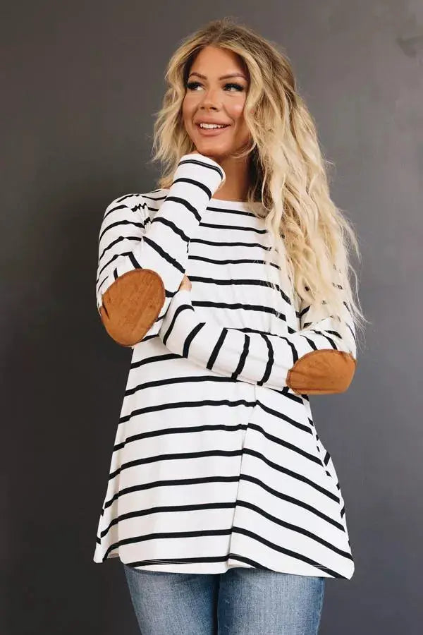 Sugar and Stripe Elbow Patch Tunic Stay Warm in Style
