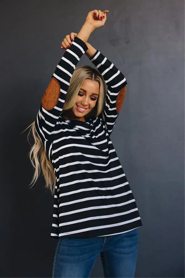 Sugar and Stripe Elbow Patch Tunic Stay Warm in Style