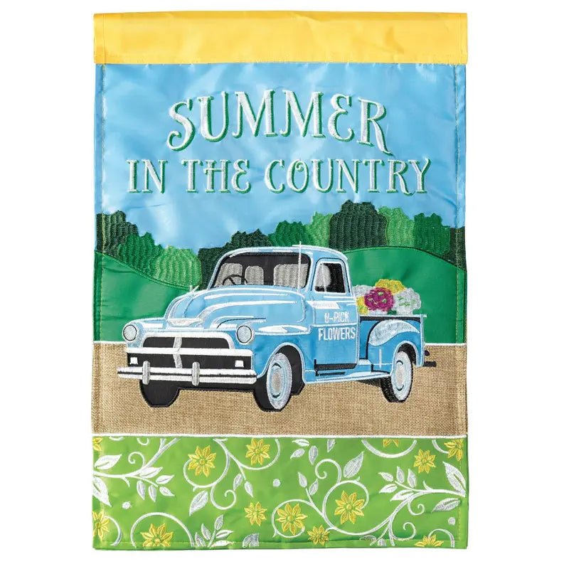 Summer Flower Truck Burlap Dicksons Inc