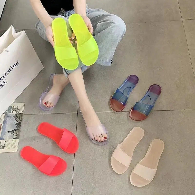 Summer New Crystal Slippers for Women, Large Size, Fashionable Jelly Outer Wear, Casual Home Couple, Deodorant Flip Flops, Cross-Border GreatEagleInc