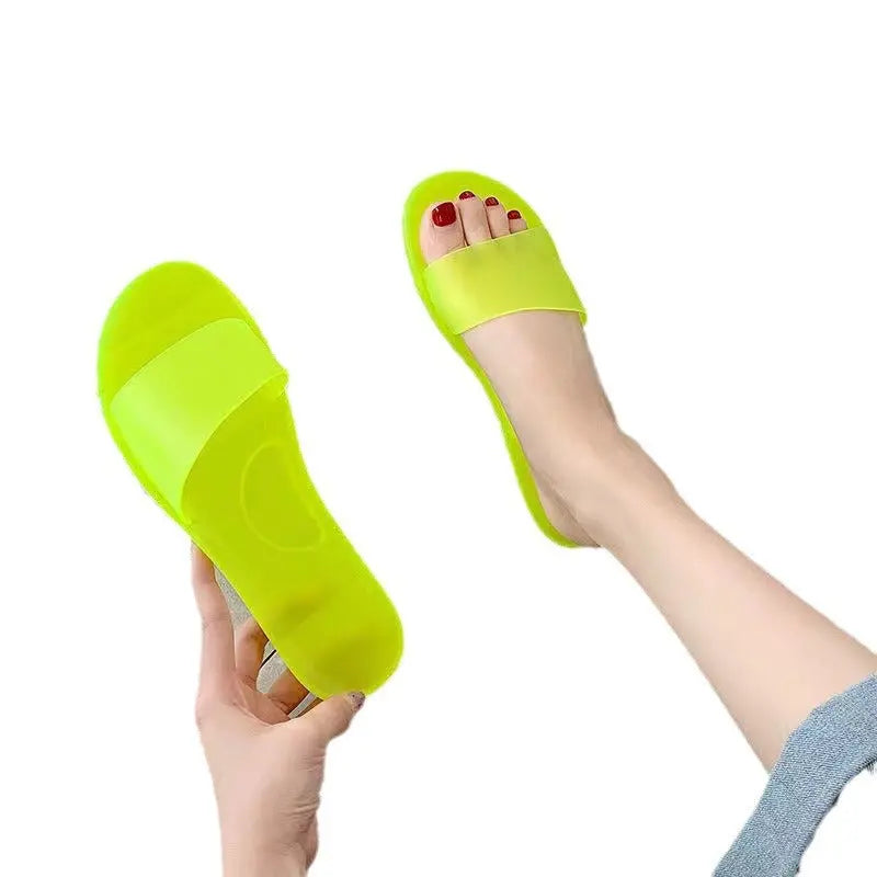 Summer New Crystal Slippers for Women, Large Size, Fashionable Jelly Outer Wear, Casual Home Couple, Deodorant Flip Flops, Cross-Border GreatEagleInc
