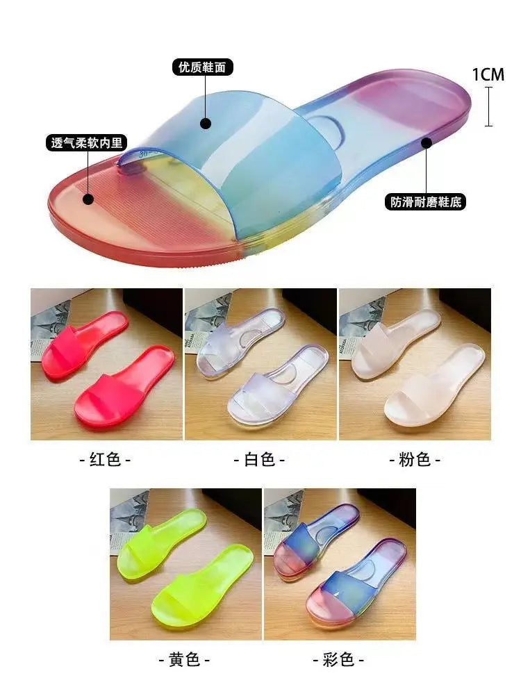 Summer New Crystal Slippers for Women, Large Size, Fashionable Jelly Outer Wear, Casual Home Couple, Deodorant Flip Flops, Cross-Border GreatEagleInc