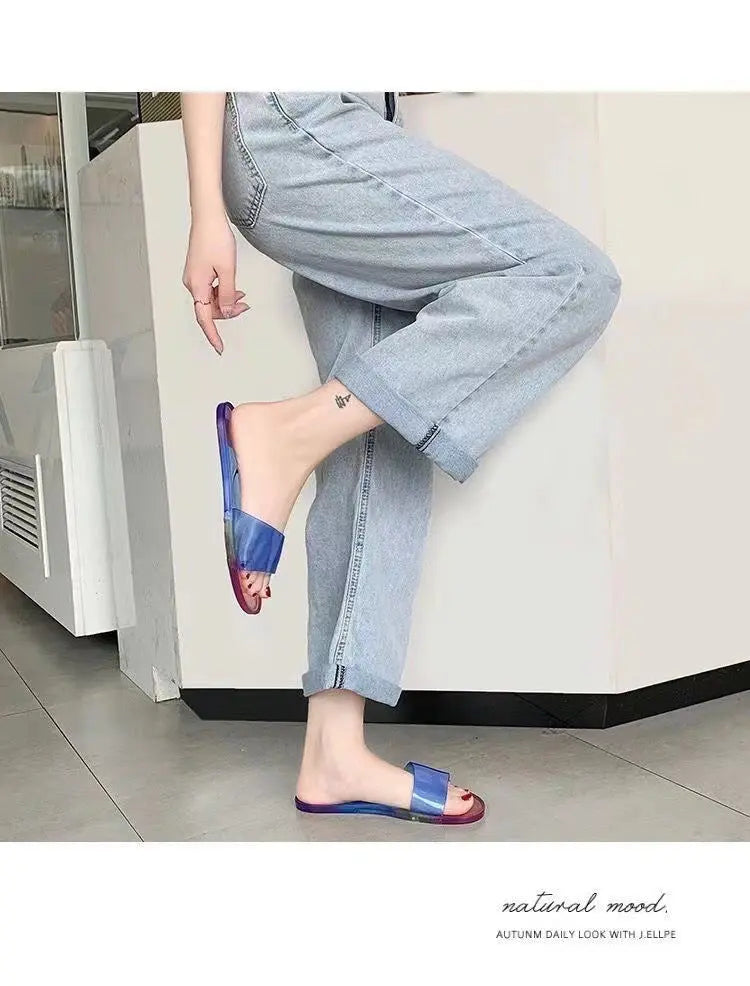 Summer New Crystal Slippers for Women, Large Size, Fashionable Jelly Outer Wear, Casual Home Couple, Deodorant Flip Flops, Cross-Border GreatEagleInc