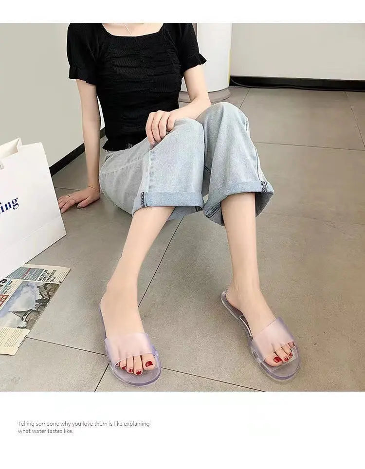 Summer New Crystal Slippers for Women, Large Size, Fashionable Jelly Outer Wear, Casual Home Couple, Deodorant Flip Flops, Cross-Border GreatEagleInc