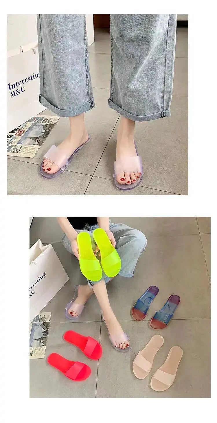 Summer New Crystal Slippers for Women, Large Size, Fashionable Jelly Outer Wear, Casual Home Couple, Deodorant Flip Flops, Cross-Border GreatEagleInc