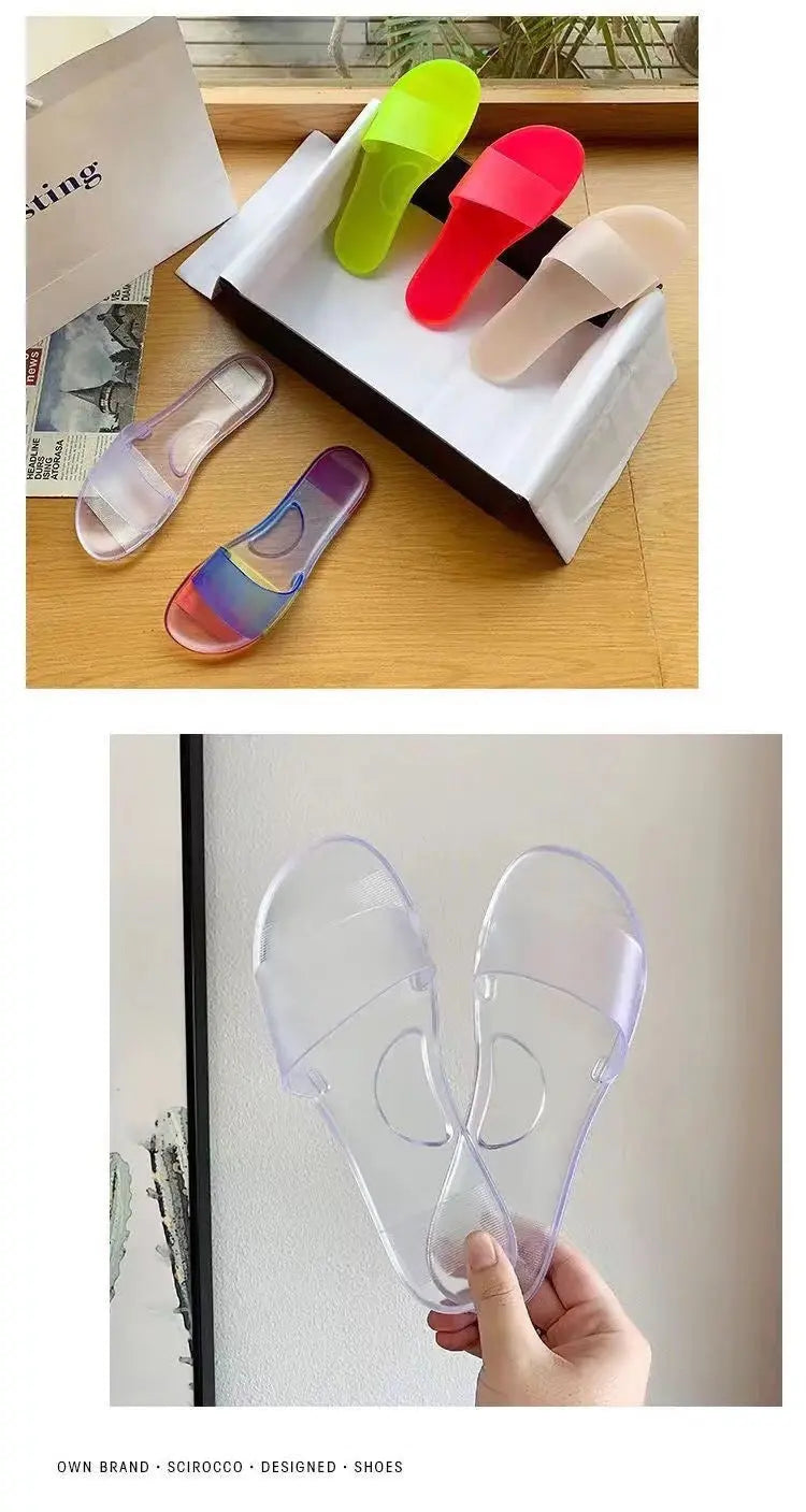 Summer New Crystal Slippers for Women, Large Size, Fashionable Jelly Outer Wear, Casual Home Couple, Deodorant Flip Flops, Cross-Border GreatEagleInc