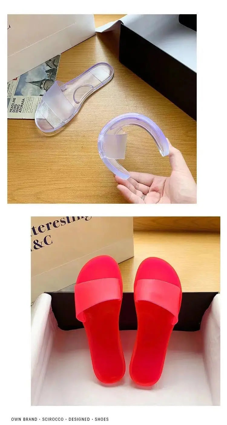 Summer New Crystal Slippers for Women, Large Size, Fashionable Jelly Outer Wear, Casual Home Couple, Deodorant Flip Flops, Cross-Border GreatEagleInc