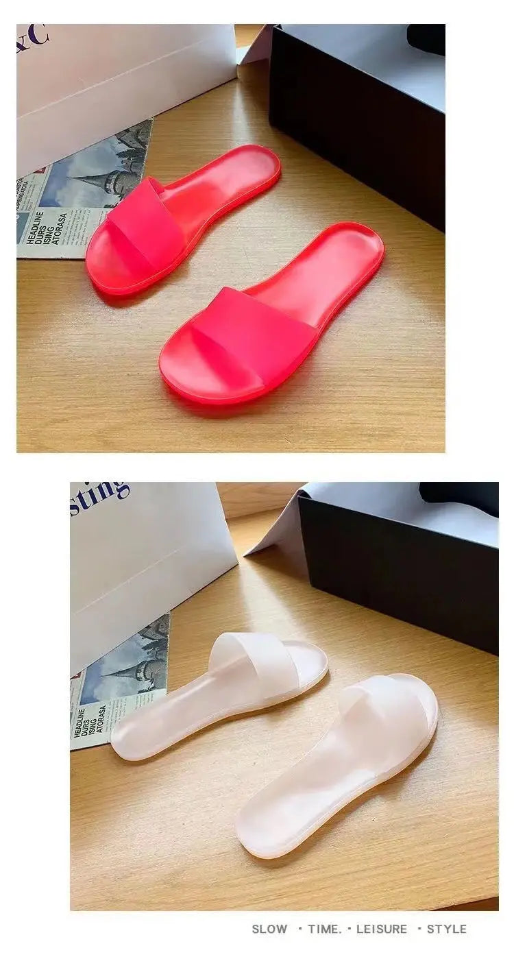 Summer New Crystal Slippers for Women, Large Size, Fashionable Jelly Outer Wear, Casual Home Couple, Deodorant Flip Flops, Cross-Border GreatEagleInc
