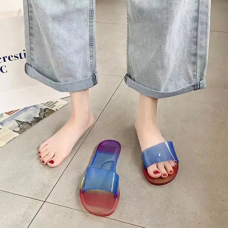 Summer New Crystal Slippers for Women, Large Size, Fashionable Jelly Outer Wear, Casual Home Couple, Deodorant Flip Flops, Cross-Border GreatEagleInc