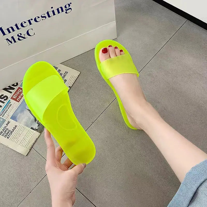Summer New Crystal Slippers for Women, Large Size, Fashionable Jelly Outer Wear, Casual Home Couple, Deodorant Flip Flops, Cross-Border GreatEagleInc