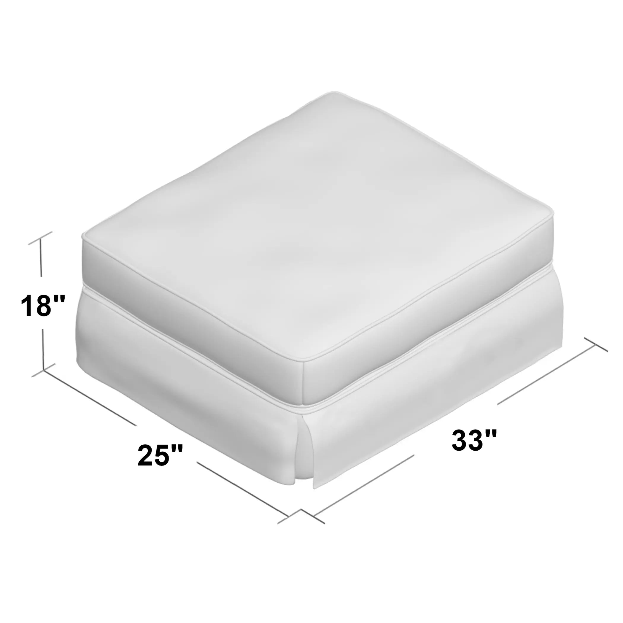 Sunset Trading Americana Box Cushion Slipcovered Ottoman | Performance Fabric Washable Water-Resistant Stain-Proof | White Sunset Trading