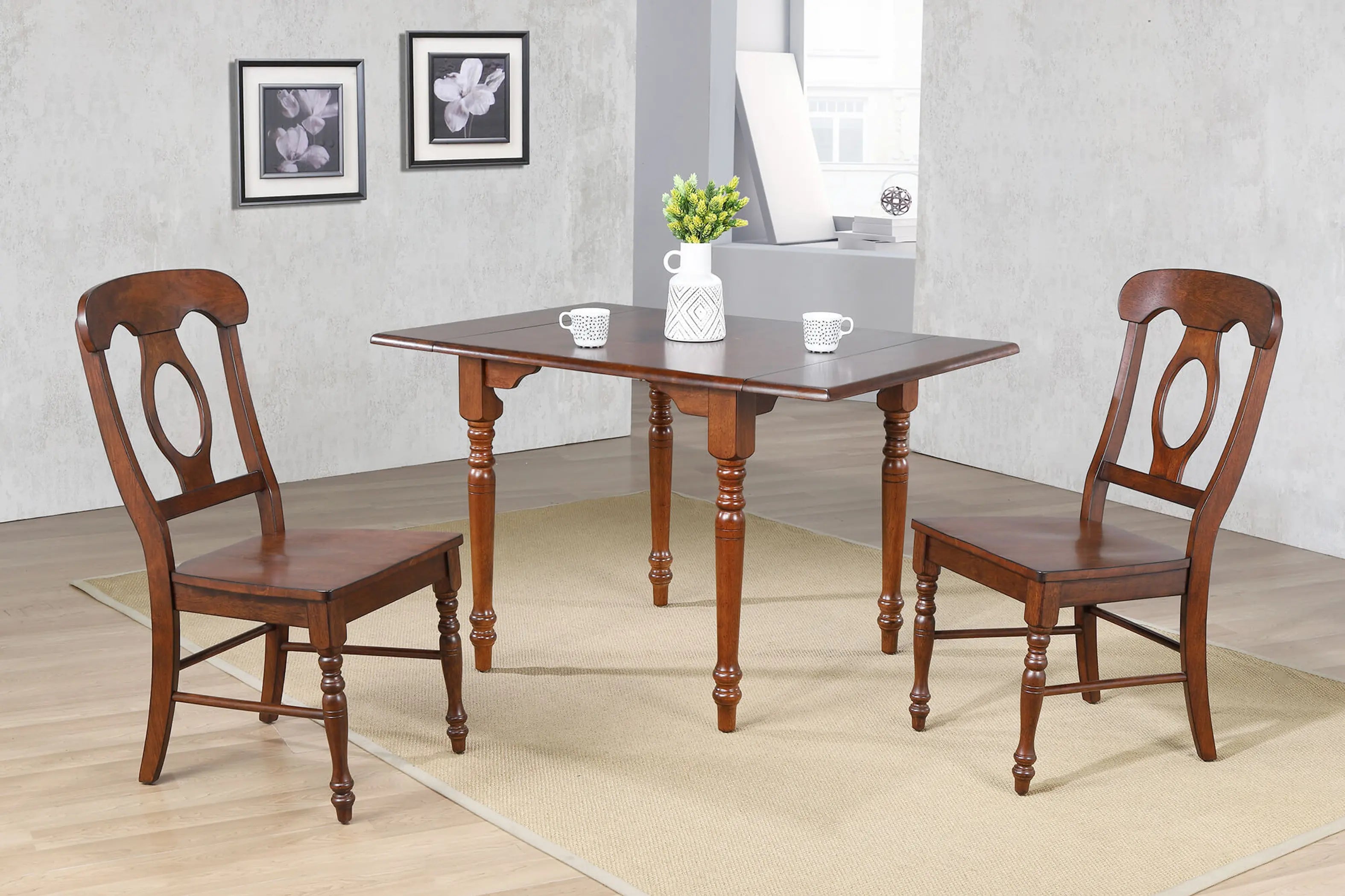 Sunset Trading Andrews 34-48" Rectangular Extendable Drop Leaf Dining Table | Chestnut Brown Wood | Seats 2, 4 Sunset Trading