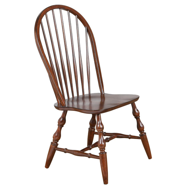 Sunset Trading Andrews Windsor Spindleback Dining Chair | Fully Assembled Kitchen Chair | Modern Farmhouse Minimalist Country Cottage| Chestnut Brown | Set of 2 Sunset Trading