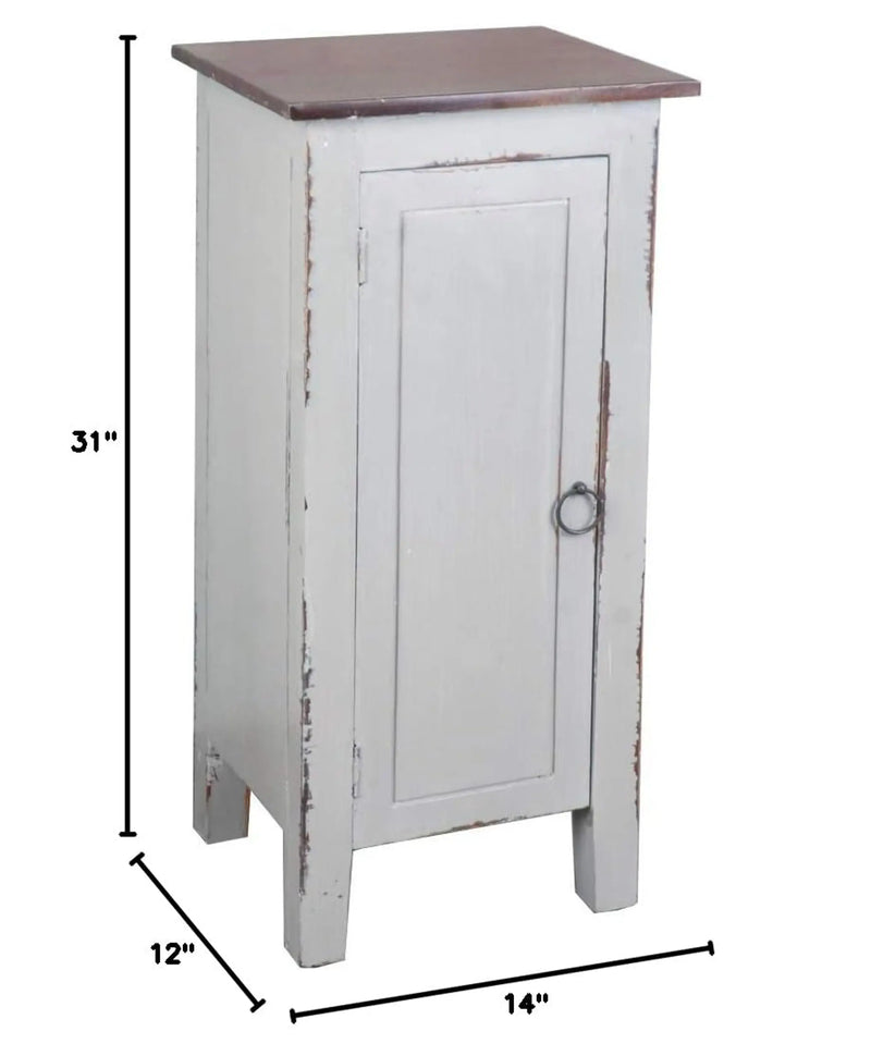 Sunset Trading Cottage 1 Door Accent Cabinet | Distressed Gray/Old Java Solid Wood | Fully Assembled Cupboard Sunset Trading