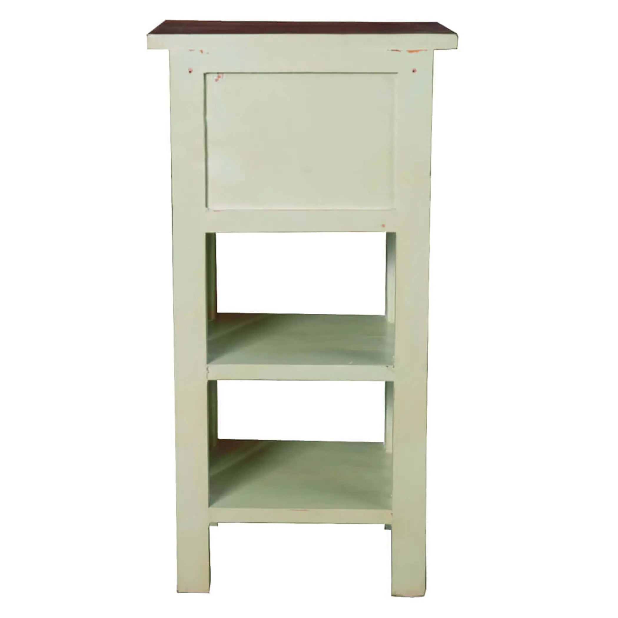 Sunset Trading Cottage End Table with Drawers and Shelves | Bahama Blue/Raftwood Brown Solid Wood | Fully Assembled Narrow Display Shelves Sunset Trading