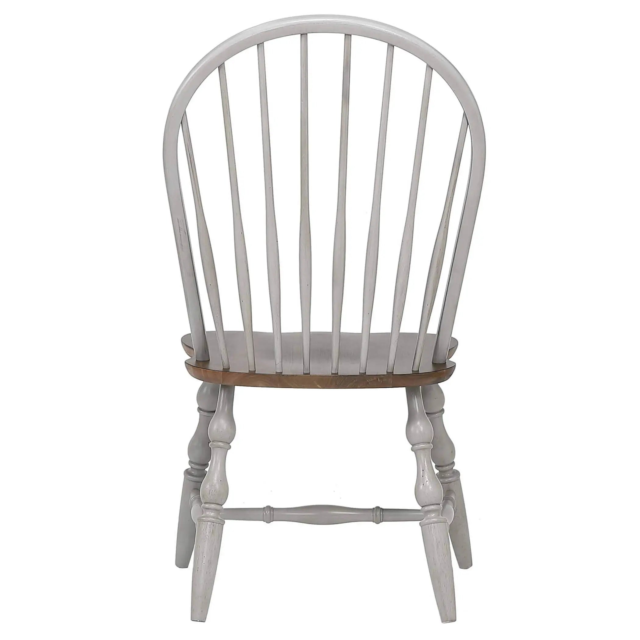 Sunset Trading Country Grove Windsor Spindleback Dining Chair | Fully Assembled Kitchen Chair | Modern Farmhouse Minimalist Country Cottage | Distressed Gray and Brown Wood | Set of 2 Sunset Trading