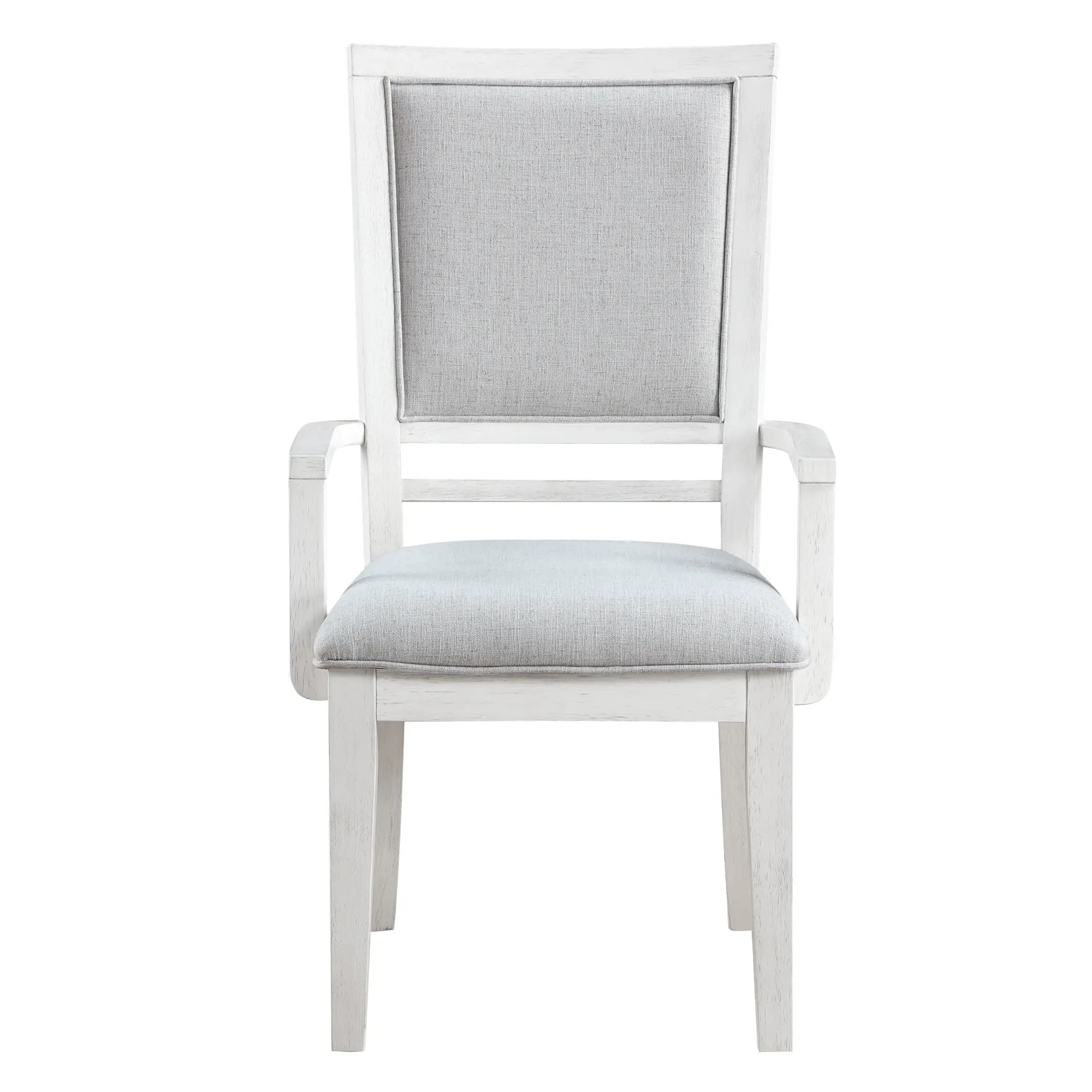 Sunset Trading Dover Dining Chair with Arms | Padded Upholstered Seat & Back Armchair | Set of 2 | Cerused White Oak Wood Sunset Trading