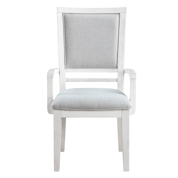 Sunset Trading Dover Dining Chair with Arms | Padded Upholstered Seat & Back Armchair | Set of 2 | Cerused White Oak Wood Sunset Trading