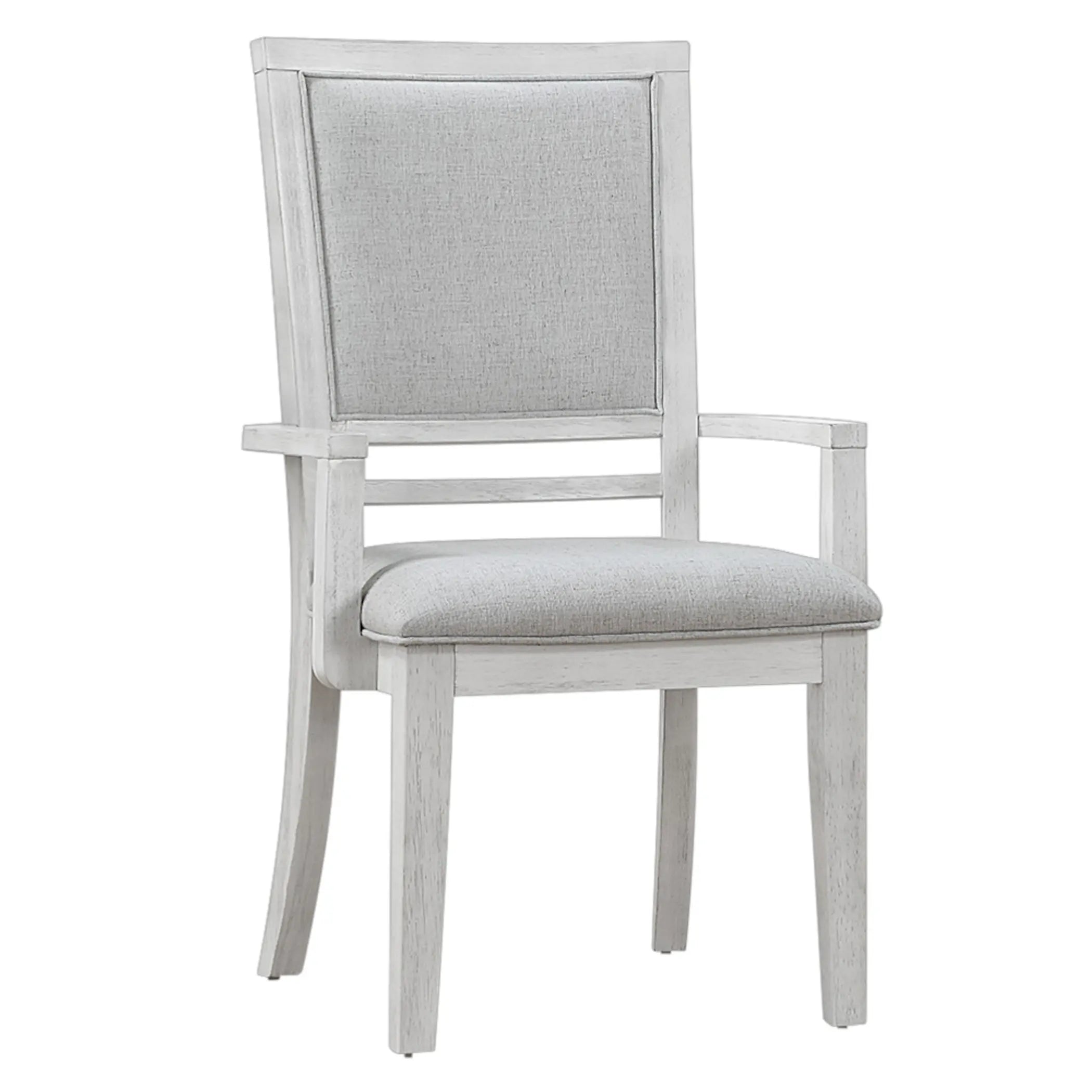 Sunset Trading Dover Dining Chair with Arms | Padded Upholstered Seat & Back Armchair | Set of 2 | Cerused White Oak Wood Sunset Trading