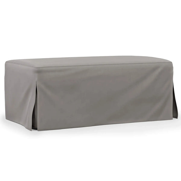 Sunset Trading Newport Slipcovered 44" Wide Ottoman | Performance Fabric Washable Water-Resistant Stain-Proof | Gray Sunset Trading