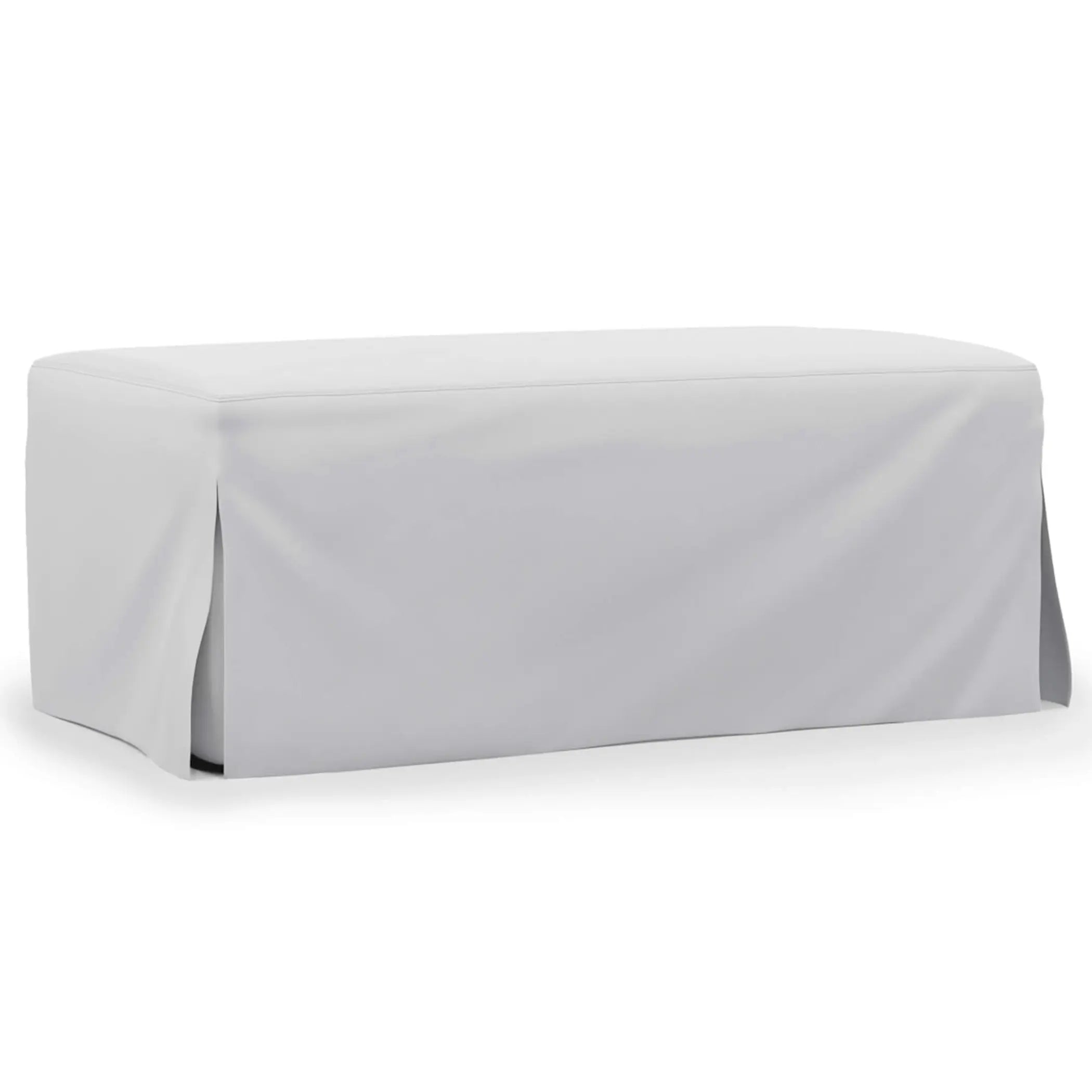 Sunset Trading Newport Slipcovered 44" Wide Ottoman | Performance Fabric Washable Water-Resistant Stain-Proof | White Sunset Trading