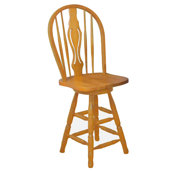 Sunset Trading Oak Selections 24" Keyhole Windsor Barstool | Counter Height Stool | Light Oak Sunset Trading