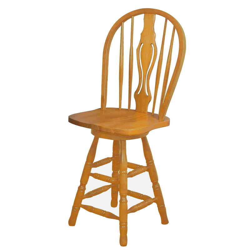 Natural wood swivel bar stool with a classic bentwood design and warm honey finish, ideal for kitchens or bars.