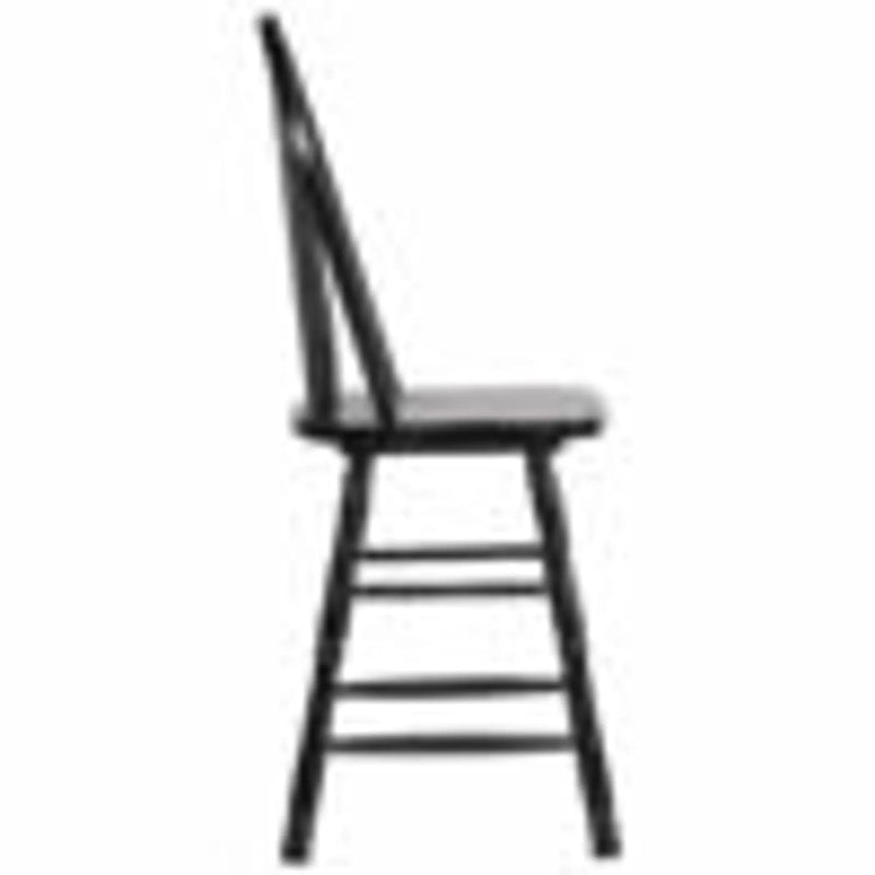 Sunset Trading Selections Arrowback Windsor 24" Barstool | Distressed Black Solid Wood Counter Height Stool | Set of 2 Sunset Trading