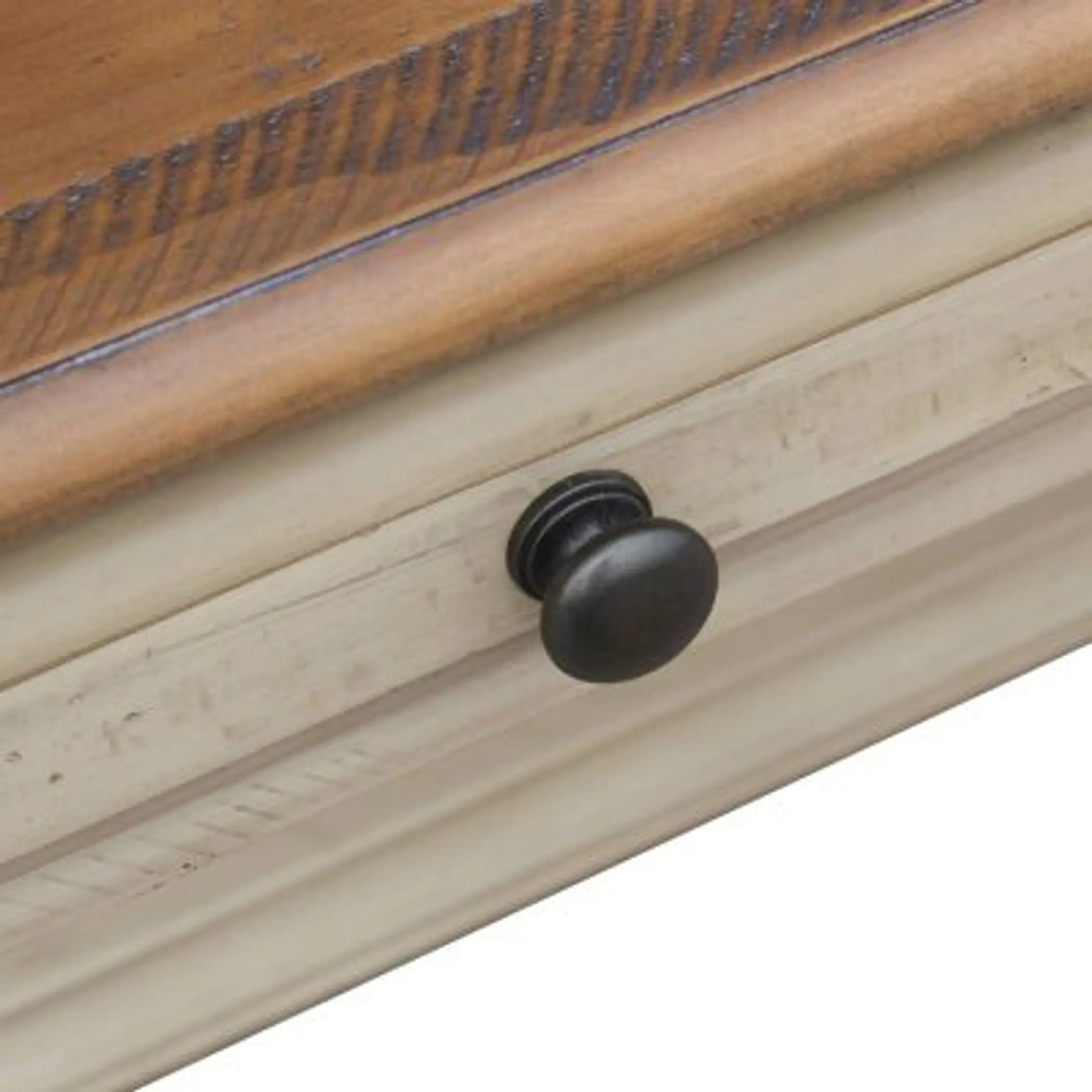 Sunset Trading Shades of Sand Computer Desk | Vanity Table | Drawer | Fully Assembled | Cream/Walnut Brown Solid Wood Sunset Trading