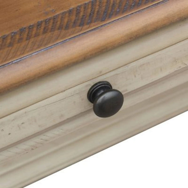 Sunset Trading Shades of Sand Computer Desk | Vanity Table | Drawer | Fully Assembled | Cream/Walnut Brown Solid Wood Sunset Trading