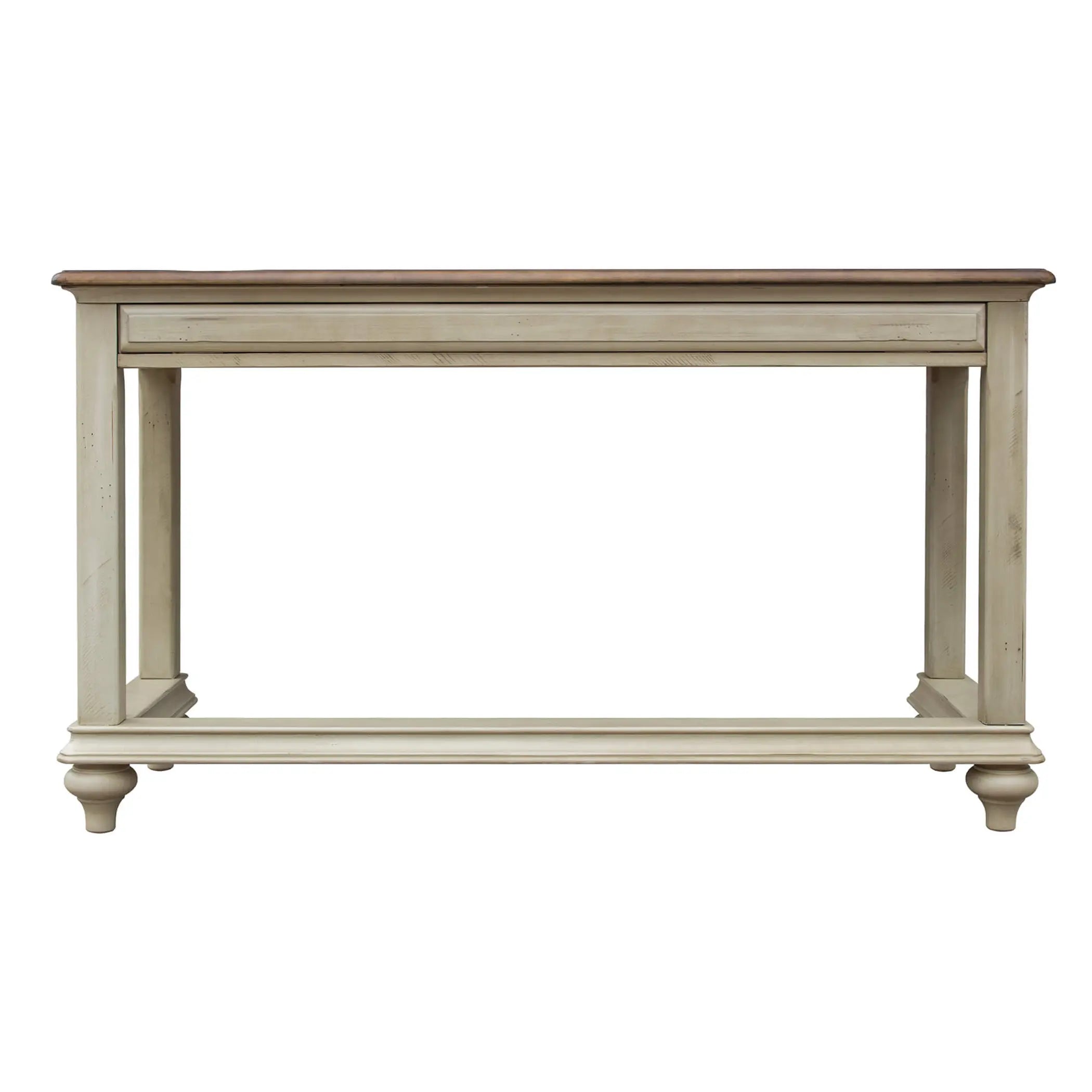 Sunset Trading Shades of Sand Computer Desk | Vanity Table | Drawer | Fully Assembled | Cream/Walnut Brown Solid Wood Sunset Trading